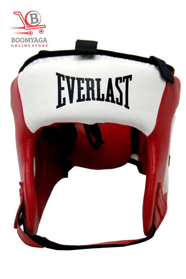 Red and White Boxing Head Guard – Professional Protective Gear for Training and Sparring”