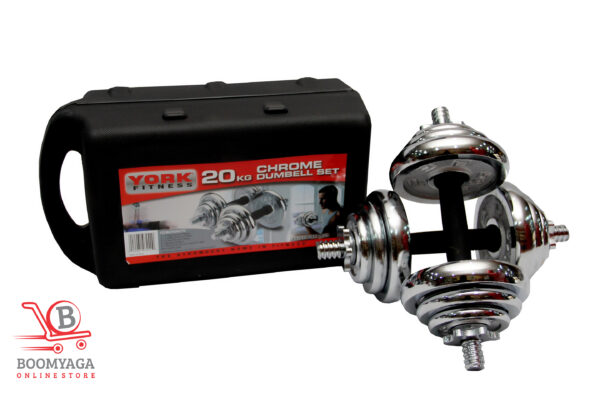 DumbellPair 207.5kg Adjustable dumbbell pair 20–7.5kg with cast iron plates and chrome handles for home and gym strength training.