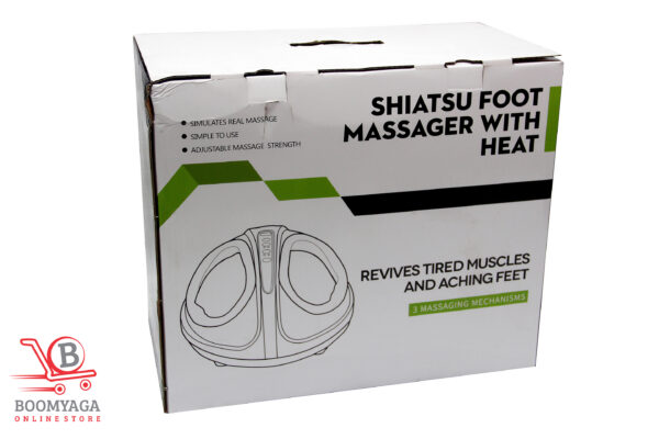 Electric foot massager with heat – deep kneading shiatsu therapy machine for pain relief, circulation, and relaxation at home or office”
