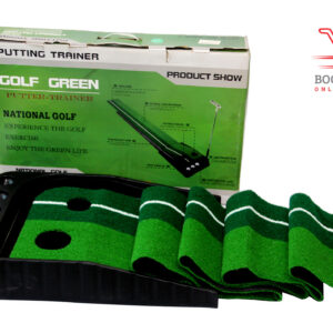 Golf training mat with realistic turf, non-slip base, and alignment guides for indoor and outdoor swing and putting practice”