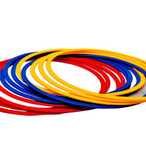 Coloured hula hoop for fitness, dance, and fun activities, suitable for kids and adults.