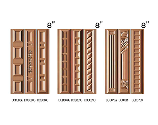 Eight foot steel door designs with durable structure, modern finish, and advanced security features – models DOD068A, DOD068B, DOD068C, DOD069A, DOD069B, DOD069C, DOD070A, DOD070B, DOD070C.