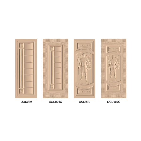 Steel Door Designs DOD079 Series – DOD079, DOD079C, DOD080, and DOD080C steel doors with plain, chaka, and watermark decorative finishes.