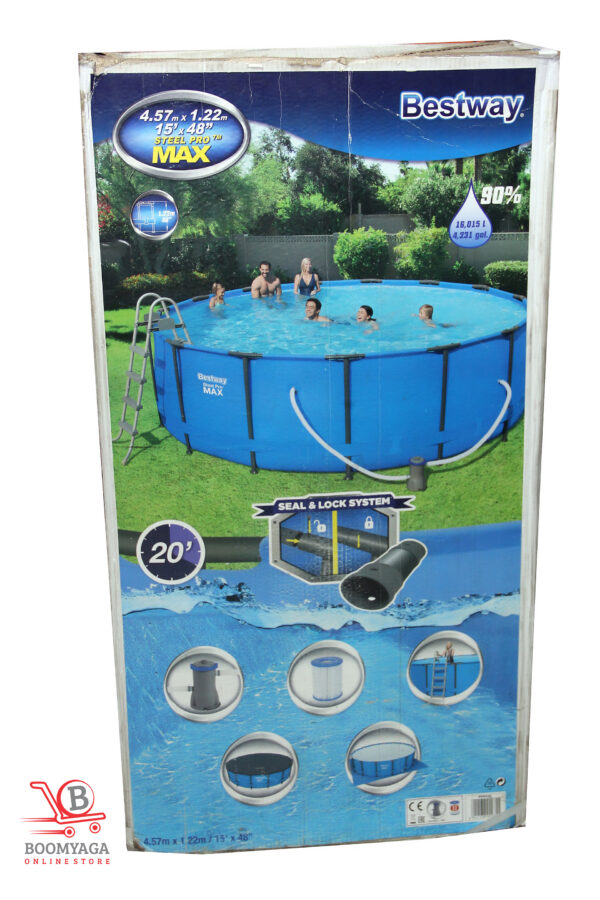 Moveable swimming pool in backyard